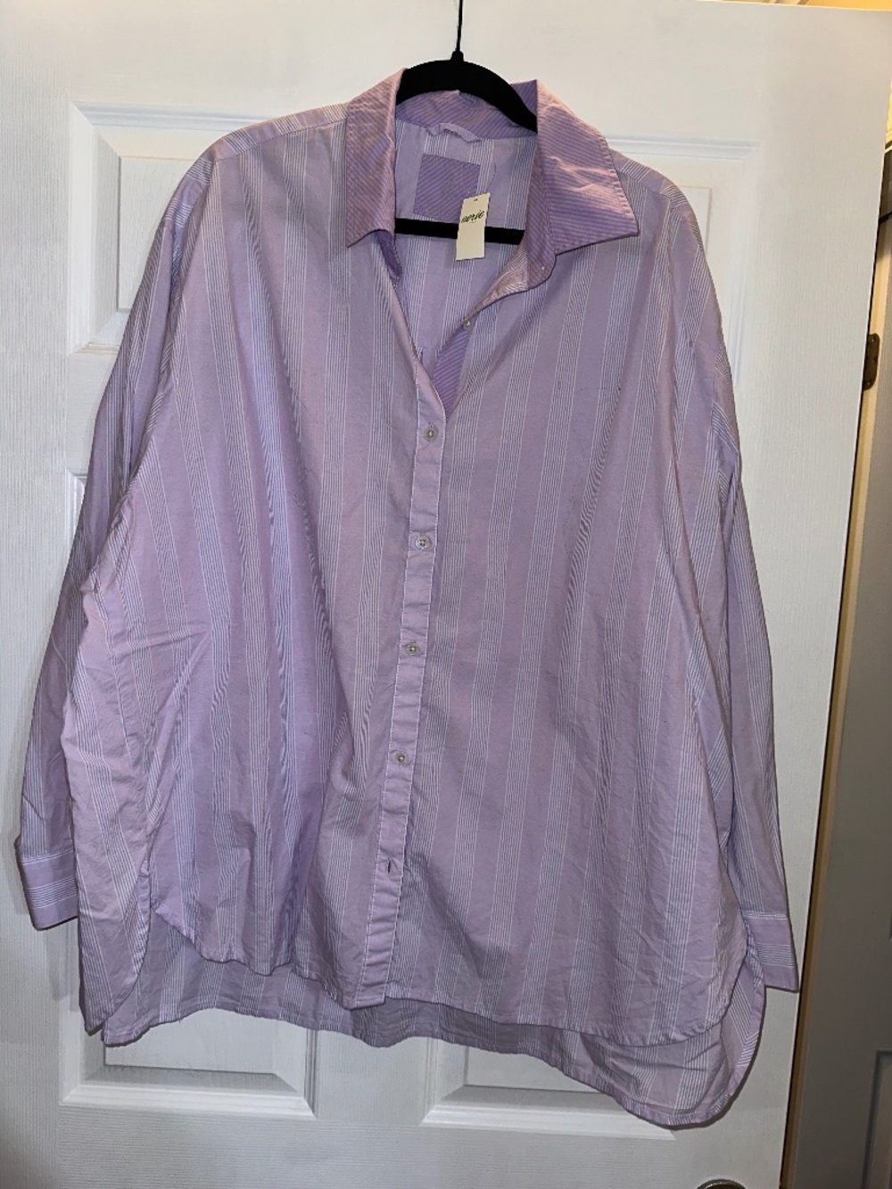 Aerie Oversized Striped Button Down Shirt XL Purple NWT